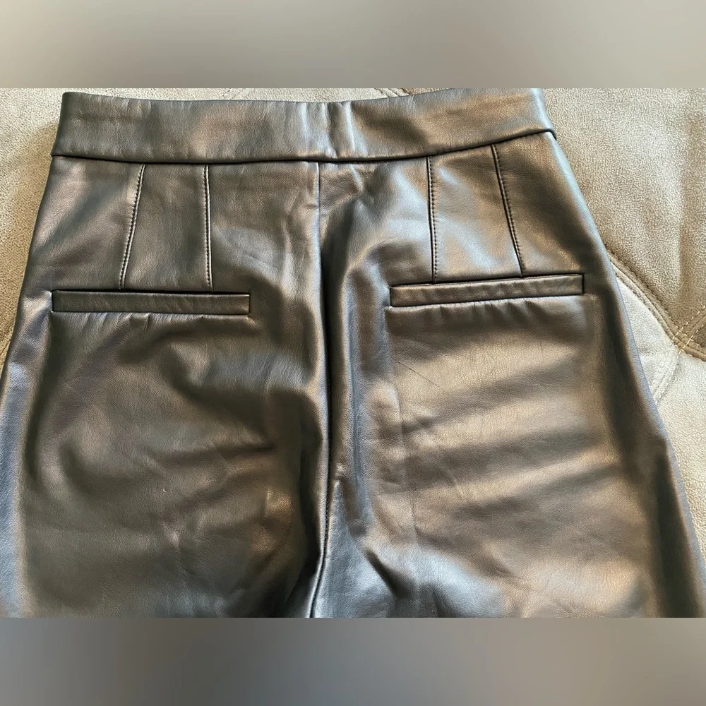 Bershka Black Flare Faux Leather Women's Pants High Rise Size XS